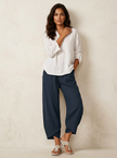 Wide Leg Trousers Women Lightweight Elastic Waist