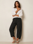 Wide Leg Trousers Women Lightweight Elastic Waist