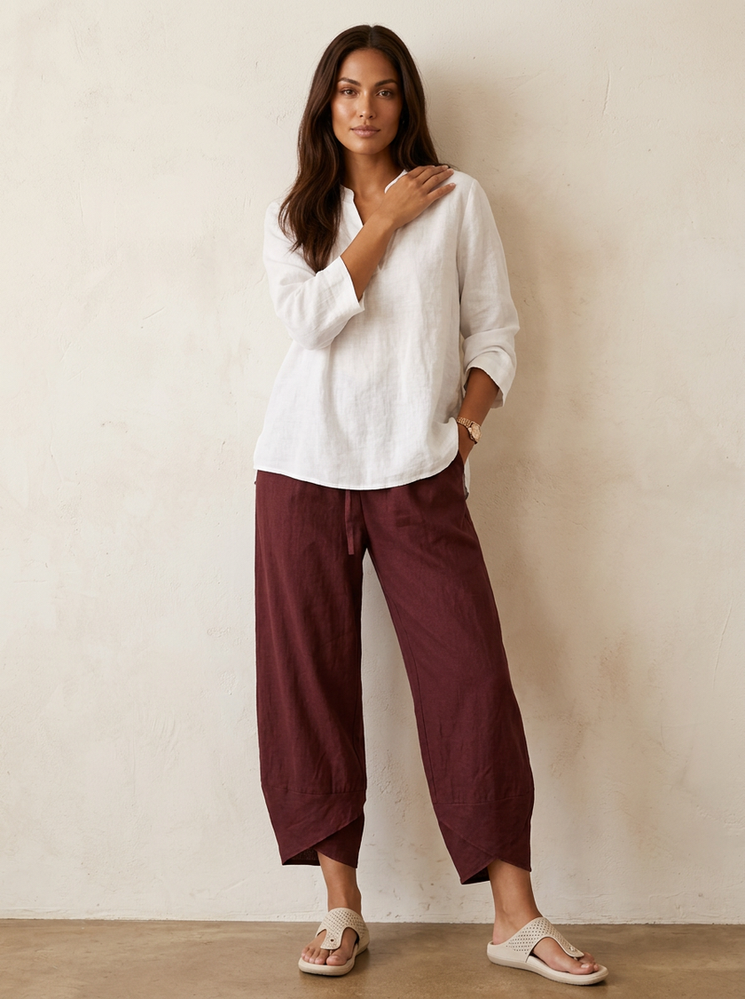 Wide Leg Trousers Women Lightweight Elastic Waist