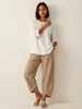 Wide Leg Trousers Women Lightweight Elastic Waist