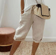 Linen Bermuda Shorts Women High Waist Relaxed