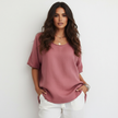 Round Neck Top Women Short Sleeve Relaxed Fit