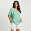 Round Neck Top Women Short Sleeve Relaxed Fit
