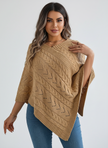 Knit Poncho Women Openwork V-Neck Acrylic Blend Asymmetric Hem