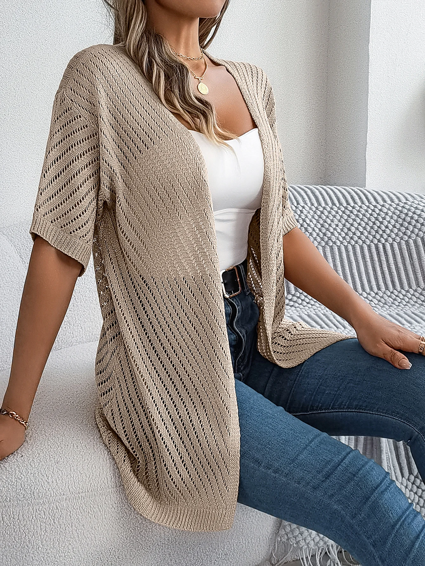 Lightweight Knit Cardigan Women Open Front Relaxed Fit