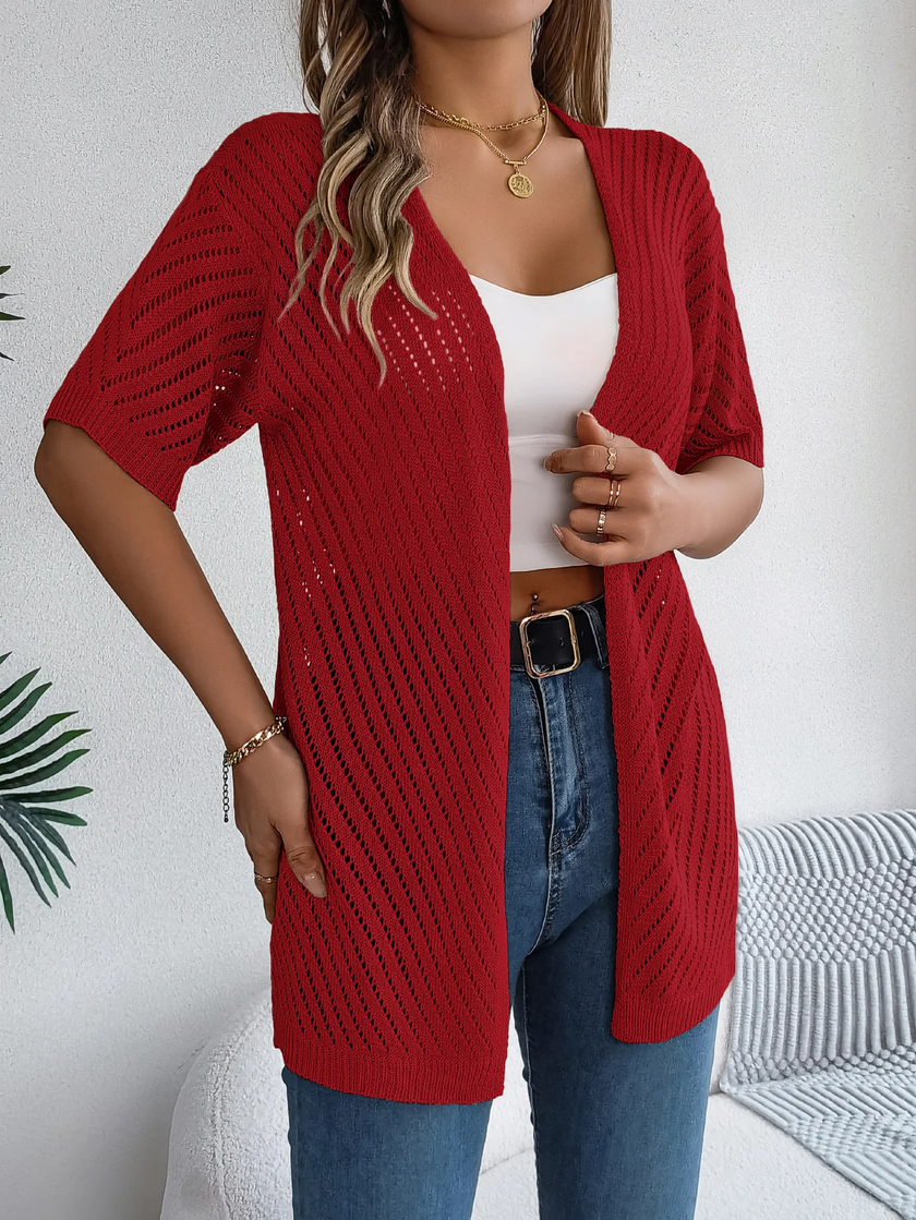 Lightweight Knit Cardigan Women Open Front Relaxed Fit