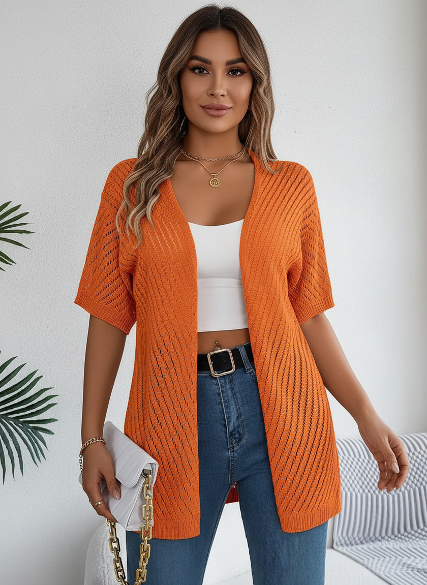 Lightweight Knit Cardigan Women Open Front Relaxed Fit