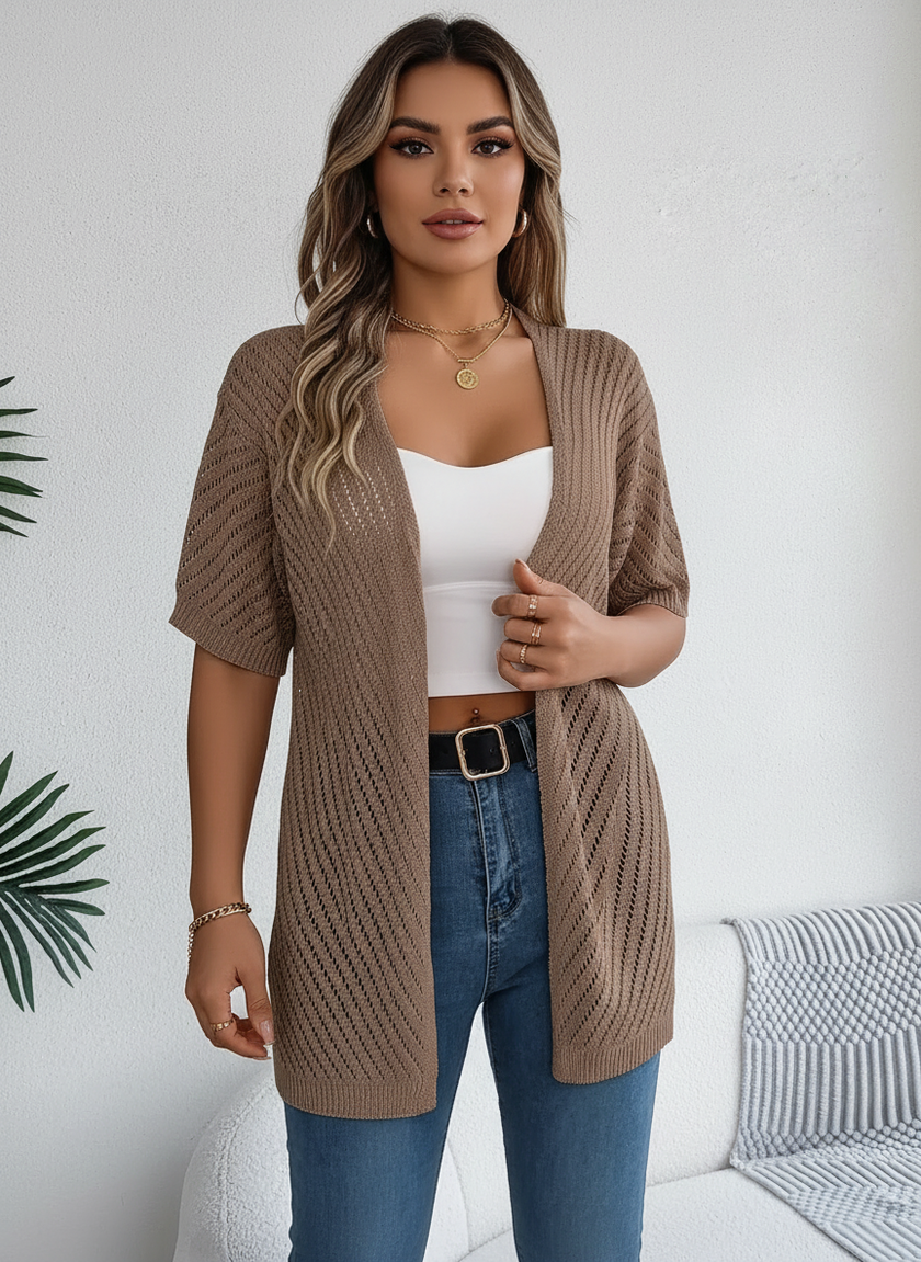 Lightweight Knit Cardigan Women Open Front Relaxed Fit