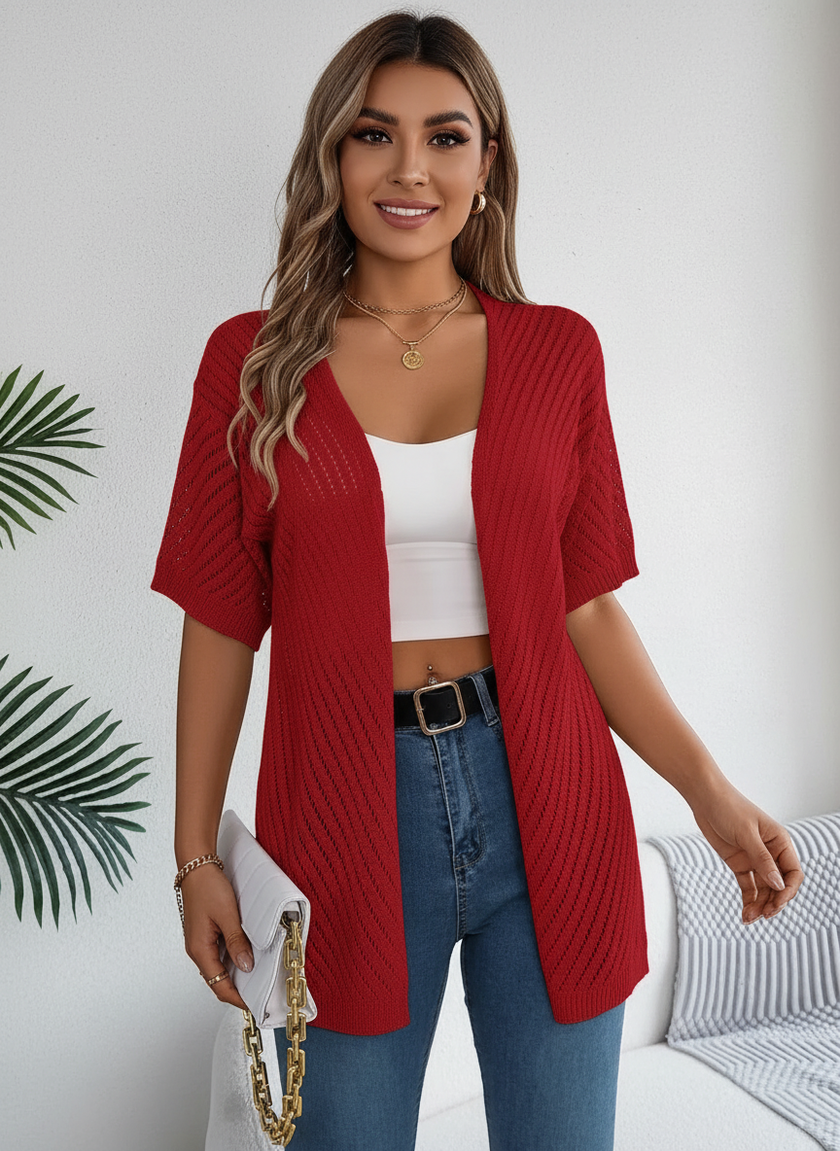 Lightweight Knit Cardigan Women Open Front Relaxed Fit