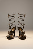 FJØRNA Butterfly Rhinestone Wrap Stiletto Sandals for women, featuring butterfly wing design and sparkling rhinestones on elegant heels