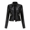Biker Jacket Women Faux Leather Slim Fit Zip Pockets