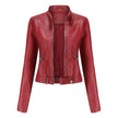 Biker Jacket Women Faux Leather Slim Fit Zip Pockets