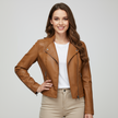Biker Jacket Women Faux Leather Slim Fit Zip Pockets
