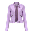 Biker Jacket Women Faux Leather Slim Fit Zip Pockets