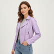 Biker Jacket Women Faux Leather Slim Fit Zip Pockets