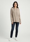 Wool Cashmere Blend Hoodie Women Ribbed Relaxed Fit