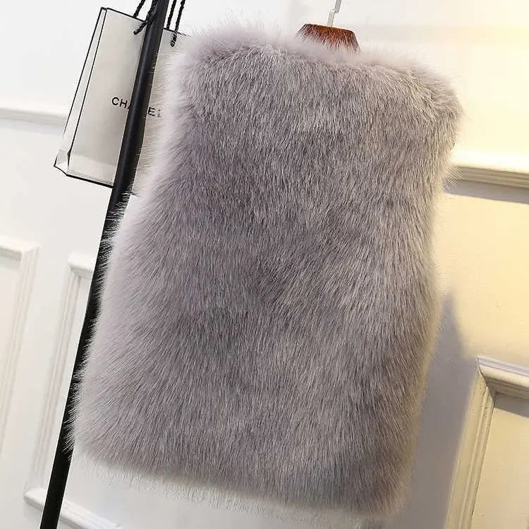 Faux Fur Gilet Women Sleeveless Textured Vest