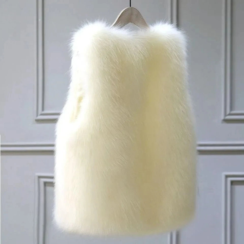 Faux Fur Gilet Women Sleeveless Textured Vest
