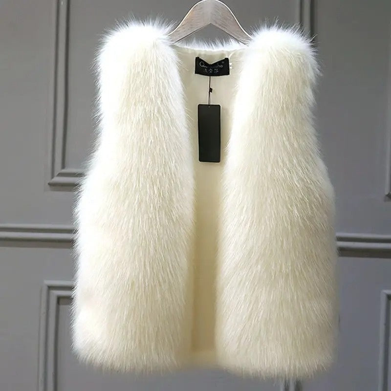Faux Fur Gilet Women Sleeveless Textured Vest