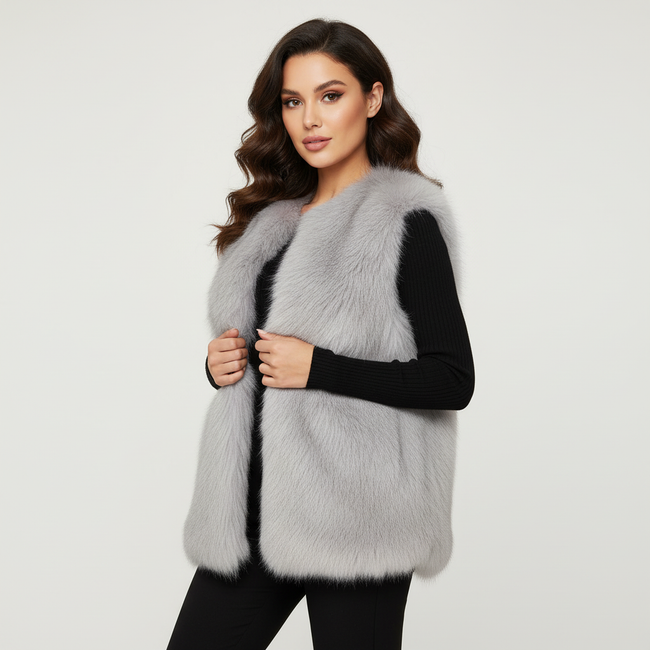 Faux Fur Gilet Women Sleeveless Textured Warm Layering
