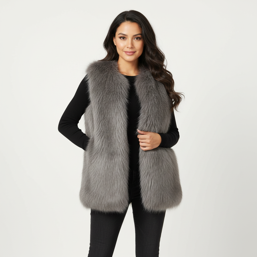 Faux Fur Gilet Women Sleeveless Textured Vest