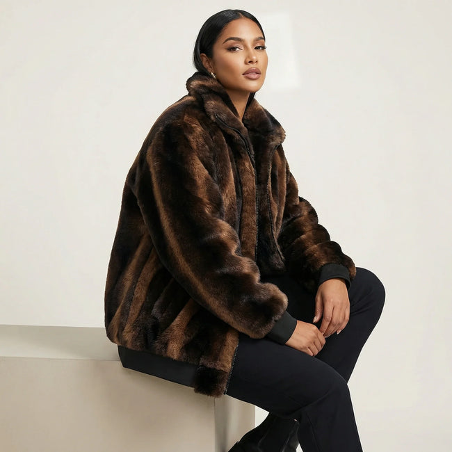 Rosalind | Faux Fur Bomber Jacket for Women