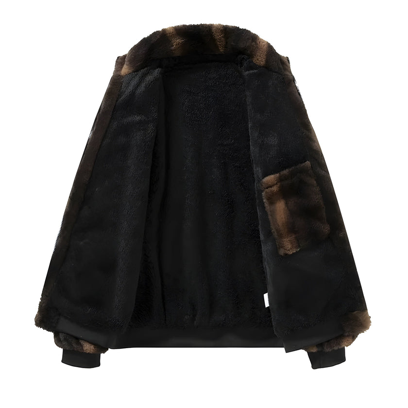 Faux Fur Bomber Jacket Women Warm Winter Relaxed Fit