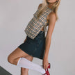 Cotton Blend Tank Top Women Bow Strap Sleeveless