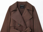 Wrap Jacket Women Tie Belt Lapel Collar Hip Length