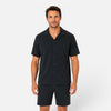 Men's FJØRNA textured shirt and shorts set, lightweight summer casual outfit, featuring short sleeves and a relaxed fit.