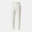 Men's high-waist straight-leg linen look trousers by FJØRNA, tailored fit with a sleek, modern design for stylish office wear.