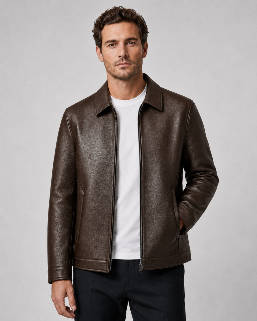 Alexander | Zip-Up Faux Leather Jacket for Men