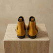 Tan suede Chelsea boots for men by FJØRNA, classic ankle-length shoes with a comfortable fit and stylish design.