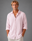Men's linen-look textured button-up shirt in relaxed summer fit by FJØRNA, shown in a casual men's shirt style.