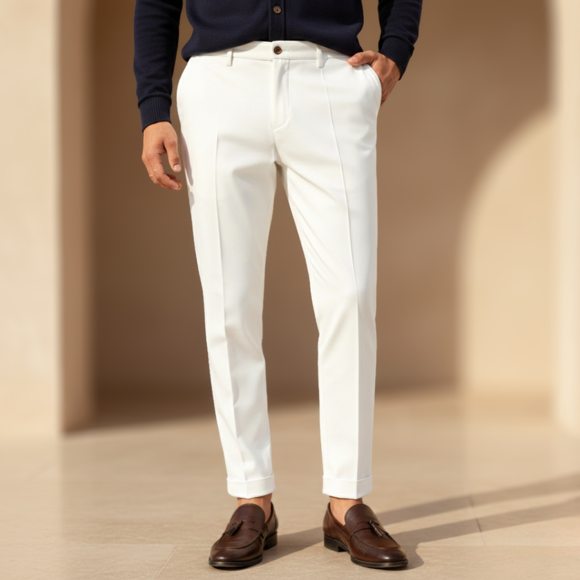 Men's slim fit ankle-length chinos by FJØRNA, casual pants with a tailored fit and classic design, ideal for everyday wear.