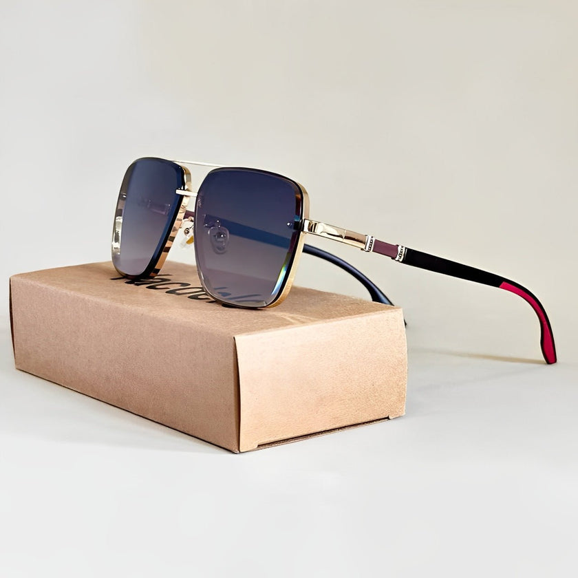 Men's square sunglasses by FJØRNA with double bridge design and gradient lenses, stylish eyewear for a modern look.