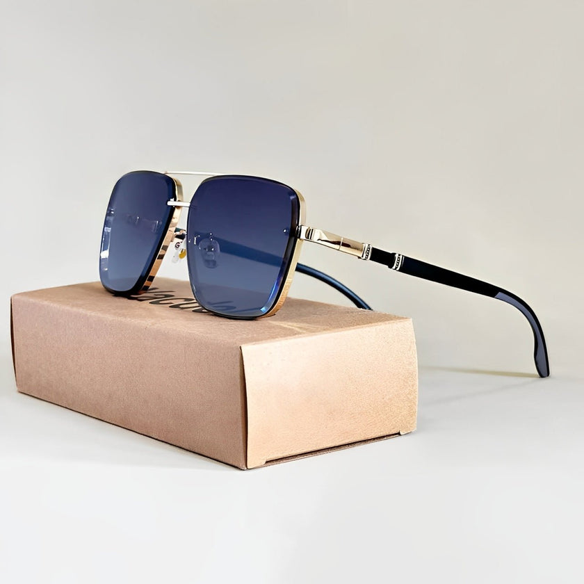 Men's square sunglasses by FJØRNA with double bridge design and gradient tinted lenses for stylish eye protection.