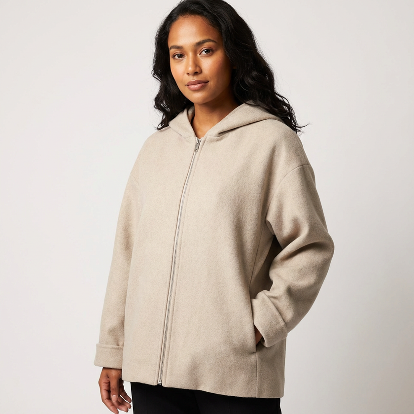 Hooded Jacket Women Minimalist Zip-Up Lightweight