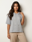 Short Sleeve Hoodie Top Women Relaxed Fit Minimalist
