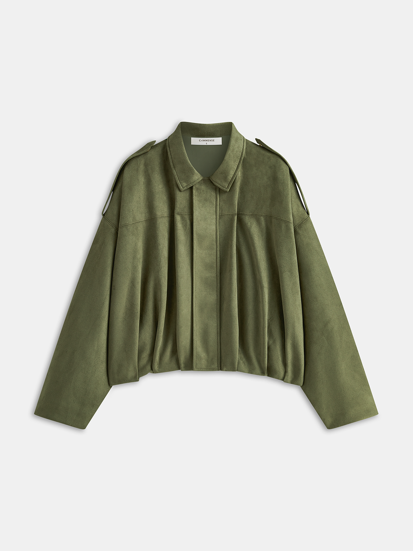 Jacket Women Relaxed Fit Zip-Up Dropped Shoulder Classic Collar