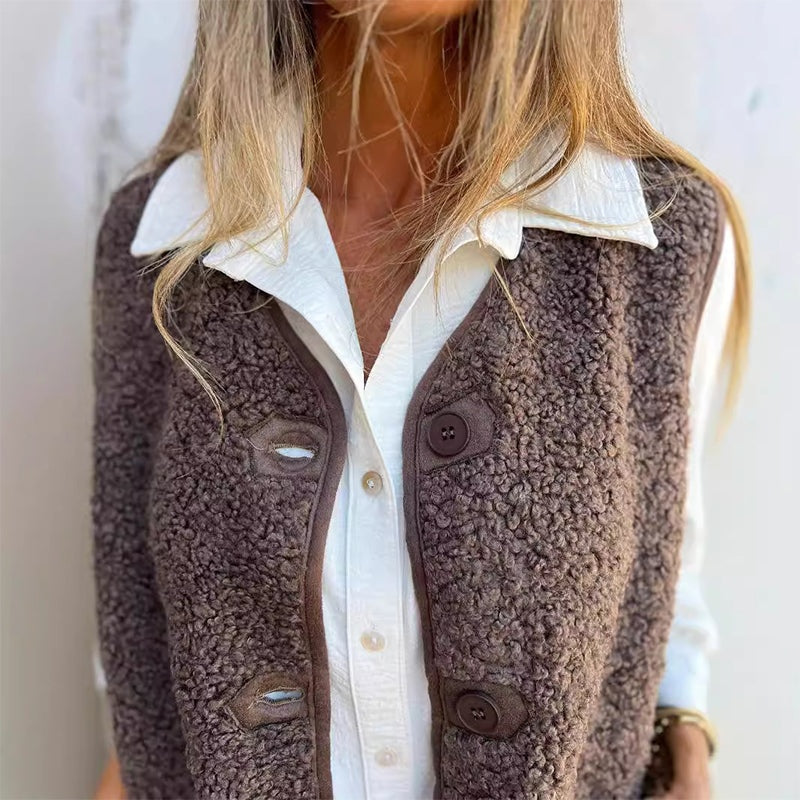 Sleeveless Waistcoat Women, Button-Front Longline Layer with Pockets