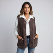 Sleeveless Waistcoat Women, Button-Front Longline Layer with Pockets