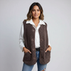 Sleeveless Waistcoat Women, Button-Front Longline Layer with Pockets
