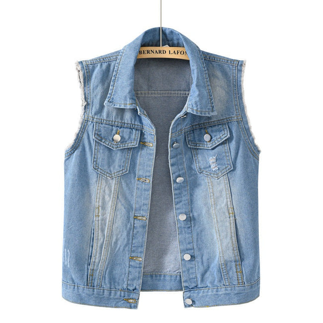 Lucia | Women's Sleeveless Denim Gilet with Cozy Soft Knit for Layering