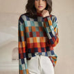 Argyle Knit Sweater Women, Multicolour Check Relaxed Fit