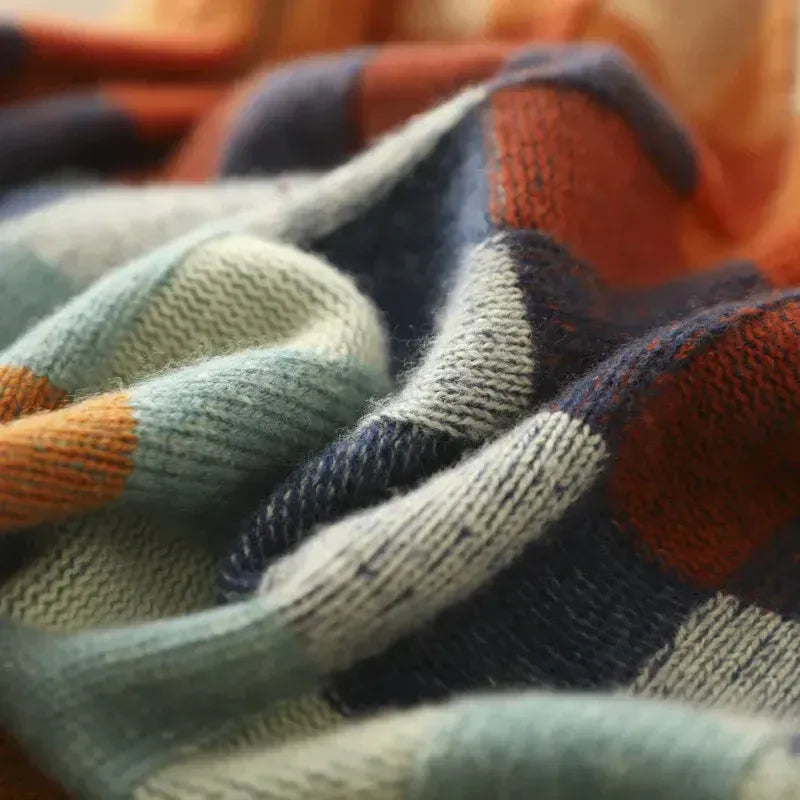 Argyle Knit Sweater Women, Multicolour Check Relaxed Fit