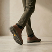 Men's red leather orthopedic shoes by FJØRNA, designed for comfort and support, ideal for walking and daily wear.