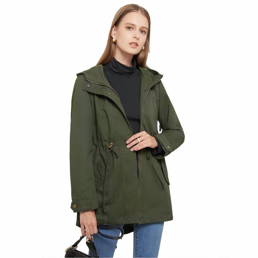 Trench Coat Women Windproof Softshell Belted Relaxed Fit
