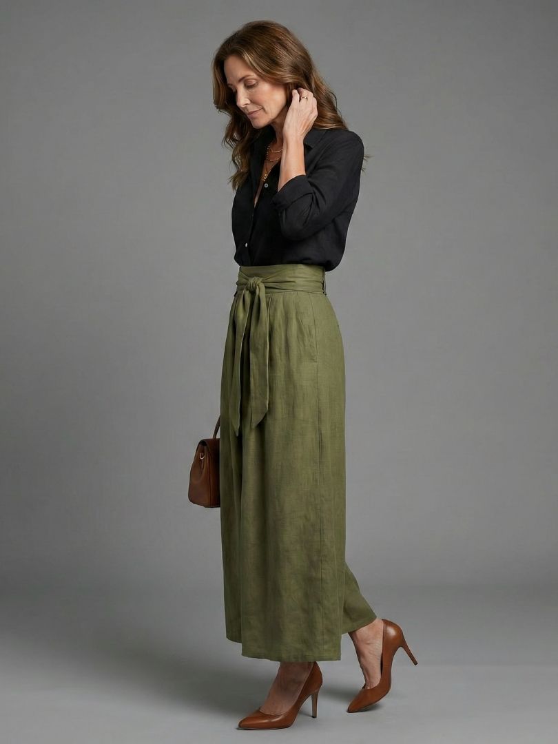 Elegant two-piece women's co-ord set by FJØRNA featuring a stylish matching top and pants in a sophisticated design.