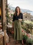 Elegant two-piece women's co-ord set by FJØRNA featuring a stylish matching top and skirt in soft fabric.